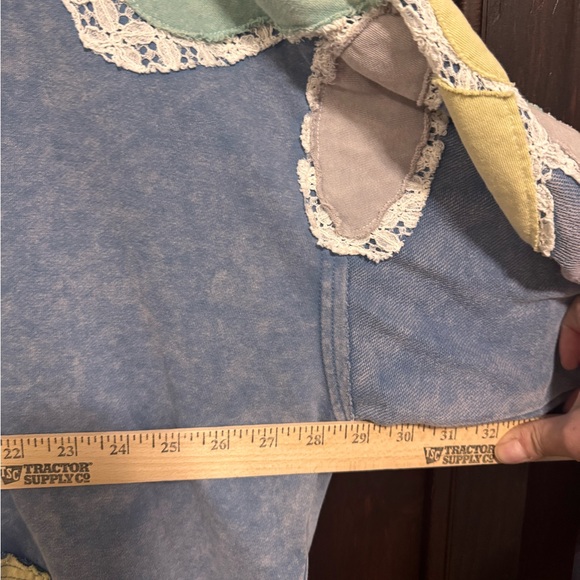 Oli & Hali Floral Patchwork Hoodie Mineral Wash Jacket size XL Blue - Picture 14 of 15